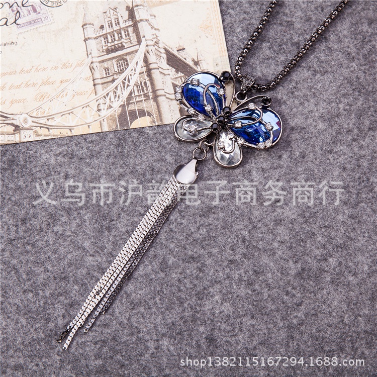 Dây chuyền nữ phong cách áo dài kiểu hồ điệp màu đen cá tính nổi bật, chất như nước cất