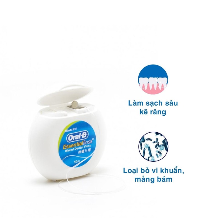 Chỉ nha khoa Oral-B Essential Floss ( 50m/ cuộn) sợi chỉ mảnh, không xơ, cam kết giao đúng mẫu