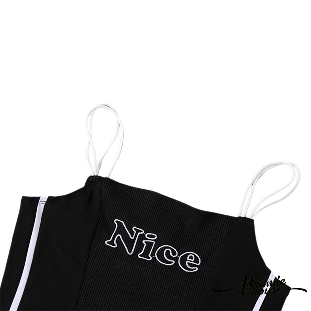 Áo hai dây cộc tay dáng ngắn in họa tiết chữ thời trang quyến rũ dành cho nữ