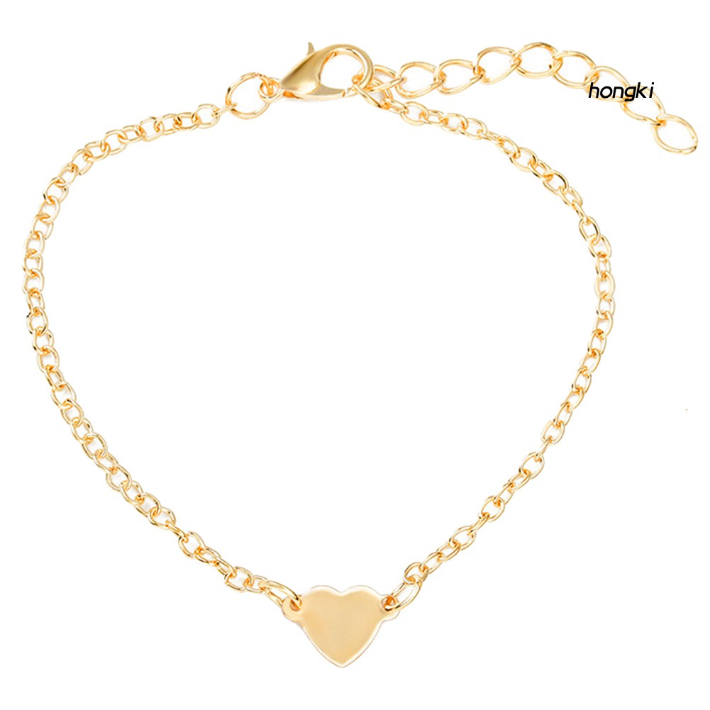 Vòng Tay Hợp Kim Mặt Hình Trái Tim Thời Trang Dành Cho Nữ