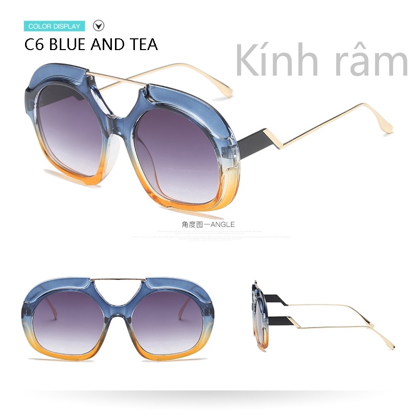 Kính râm cỡ lớn tròng to màu gradient thời trang