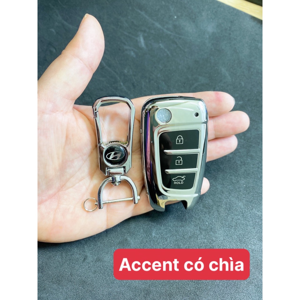 Ốp chìa khóa TPU Silicon Mạ Inox  xe ô tô HUYNDAI Accent 2019 phiên bàn chìa bật