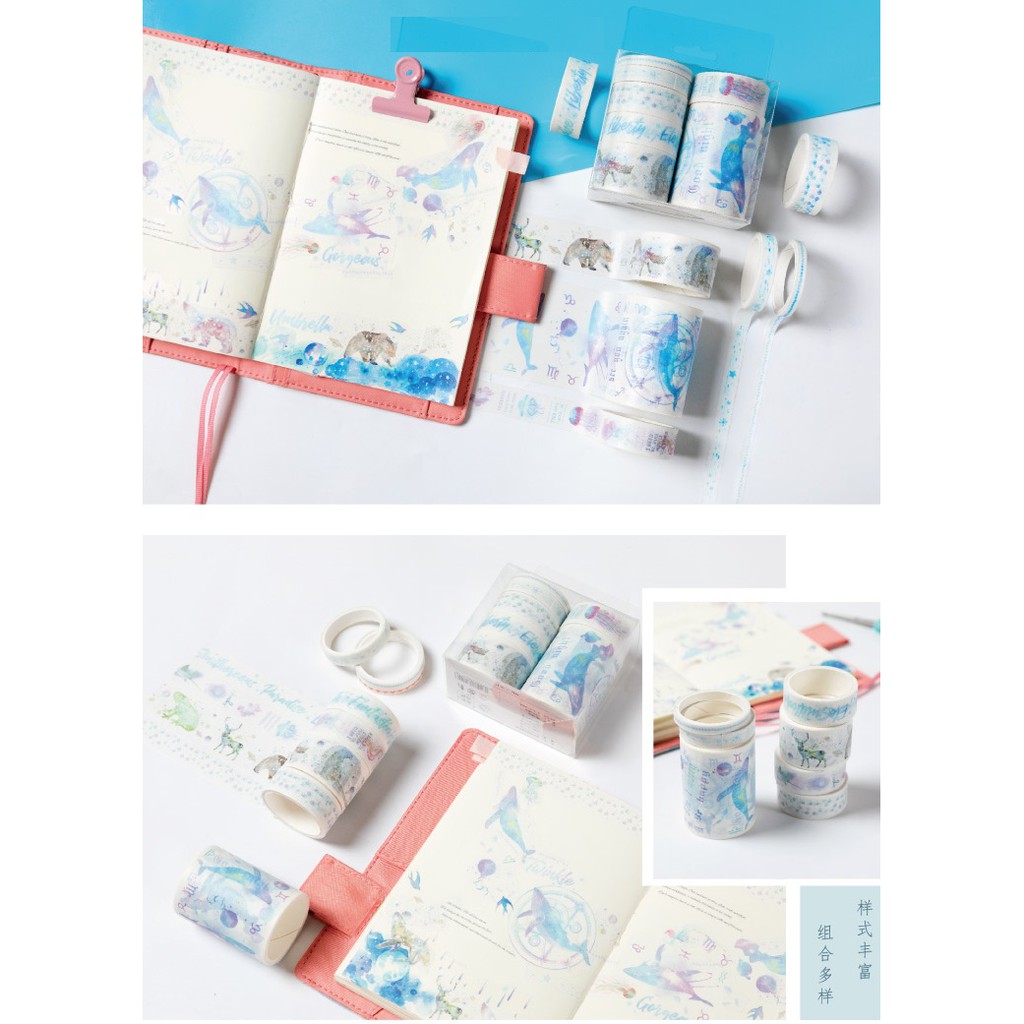 Set băng dính washi tape trang trí planner scrapbook WST133