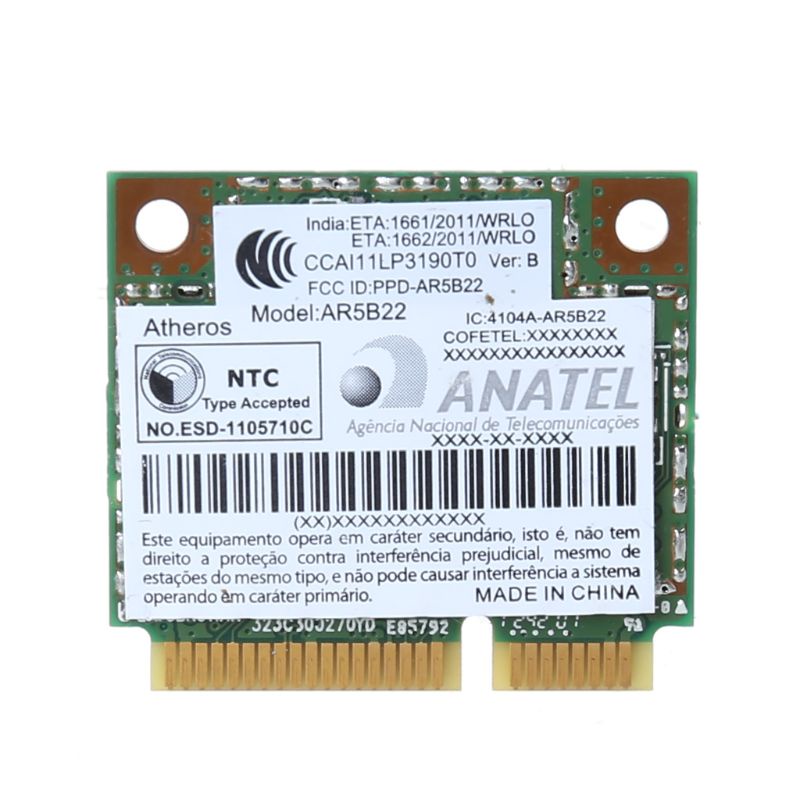 Thẻ Wifi BT4 0 AR9462 AR5B22 WB222 Mini PCIE WLAN Chuyên Dụng