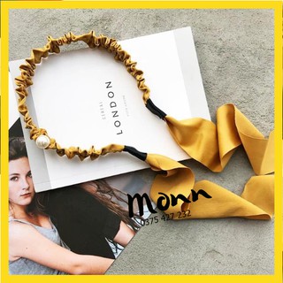 Băng đô quấn tóc 💕Freeship💕Bờm băng đô vải nhún thiết kế ruy băng dài thắt nơ dịu dàng nữ tính