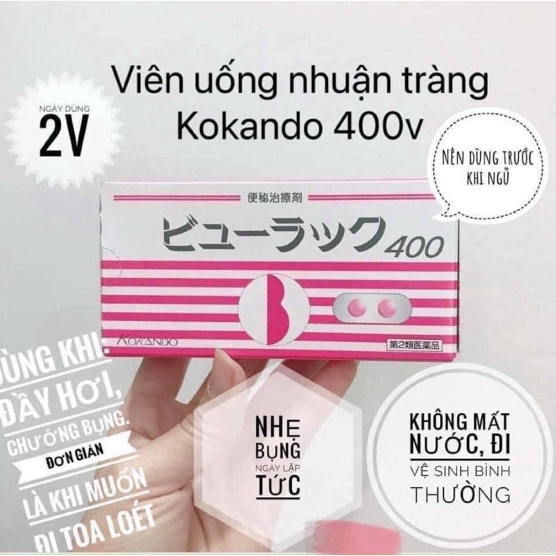 Hộp 400 viên,1 vỉ 50v nhuận tràng Kokando của Nhật Bản Chính Hãng