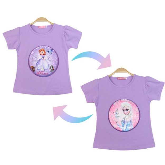 Áo thun cotton kim sa vuốt đổi công chúa sofia thành elsa