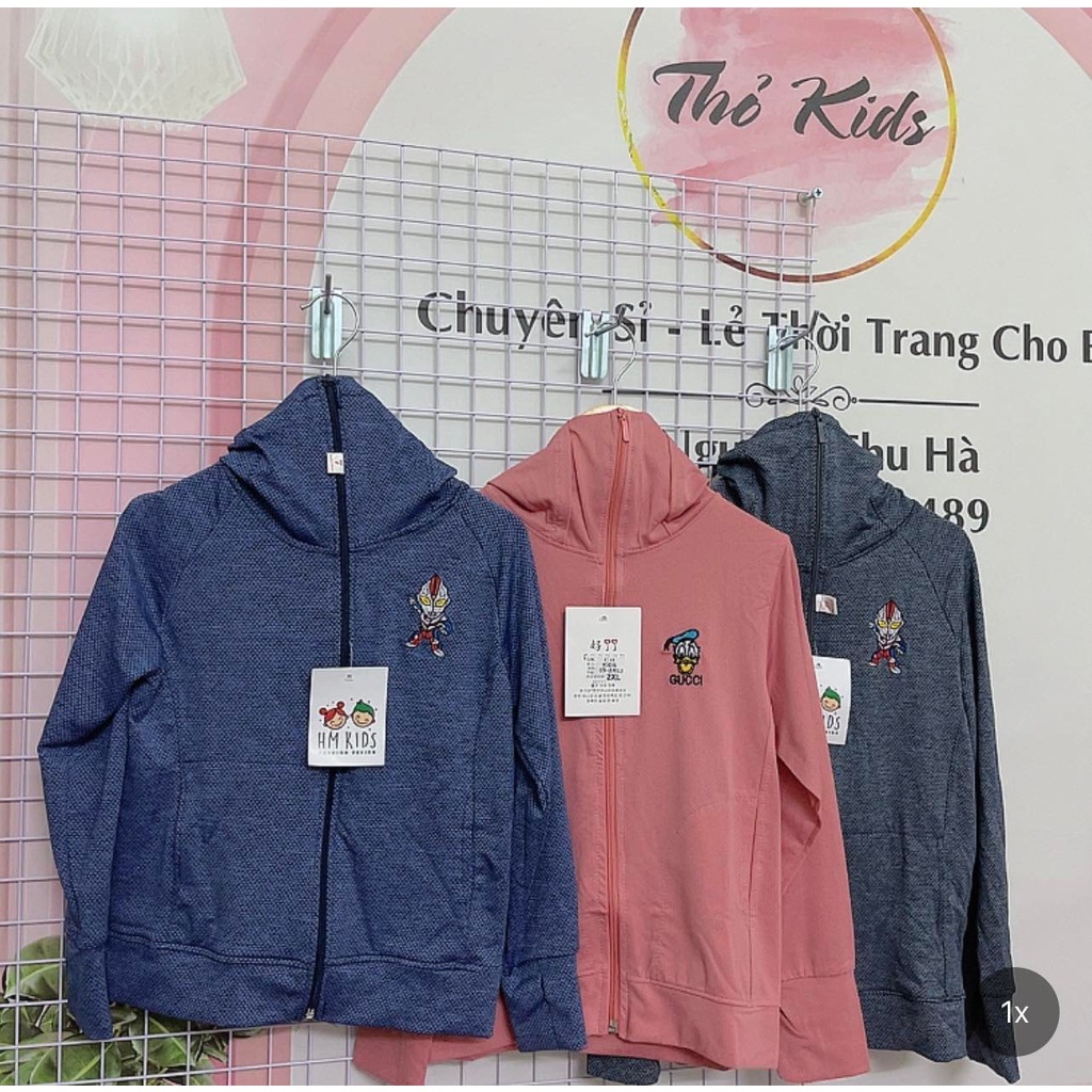 Áo khoác chống nắng cho bé trai, bé gái họa tiết siêu nhân, vịt donal cho bé