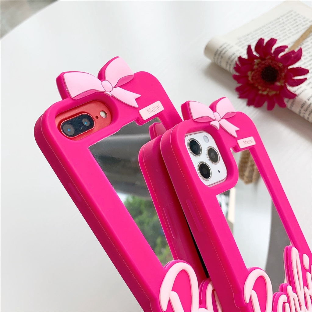 Hoạt Hình Ốp Điện Thoại Silicone Mặt Gương In Hình Barbie Cho Apple Iphone11 / 12pro Mimi Xr Xs Max I6 / 7 / 8plus