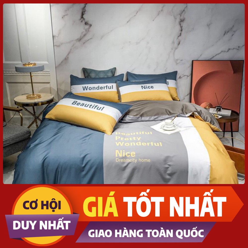 Bộ chăn ga gối cotton 40S in họa tiết