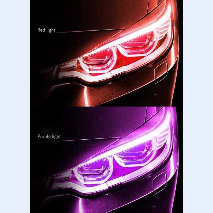 [ Freeship Xtra ] Bộ 2 Dây Đèn Led Mí Ô Tô Tích Hợp Xi Nhan Nháy Đuổi 30cm 45cm 60cm Silicon Chống Nước sasa