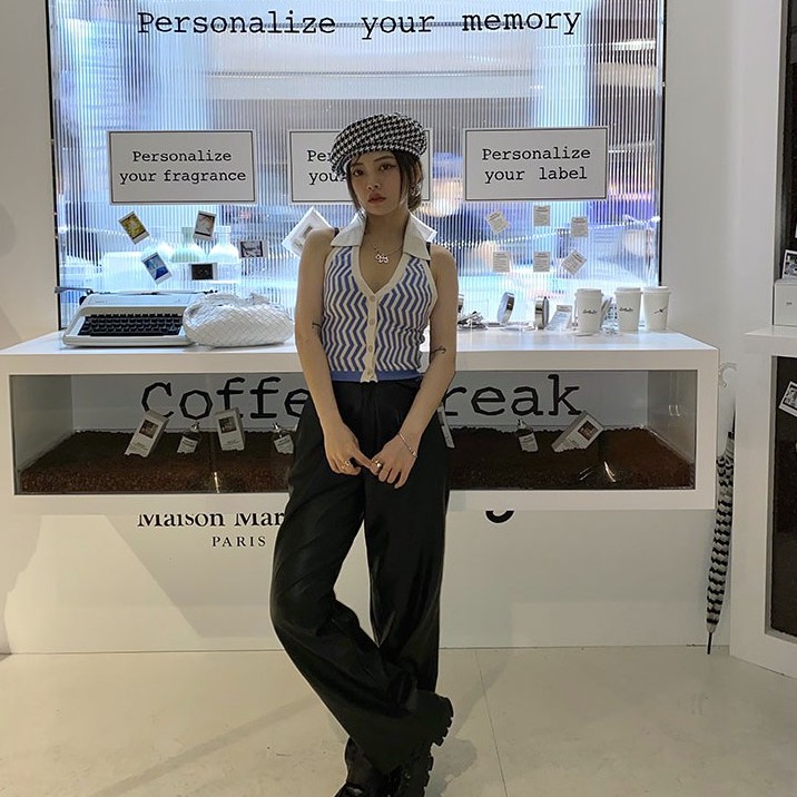 Áo Cổ Yếm Kẻ Sọc Thiết Kế Xinh Xắn Cho Nữ | BigBuy360 - bigbuy360.vn