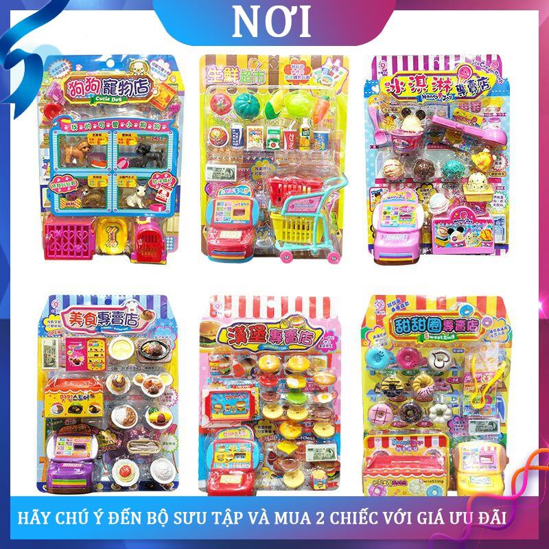 ◎> Cửa hàng tiện lợi thực phẩm và đồ chơi dành cho trẻ em Ice Cream Tủ lạnh nhà bếp nhỏ Mini Play House mô phỏng máy bán