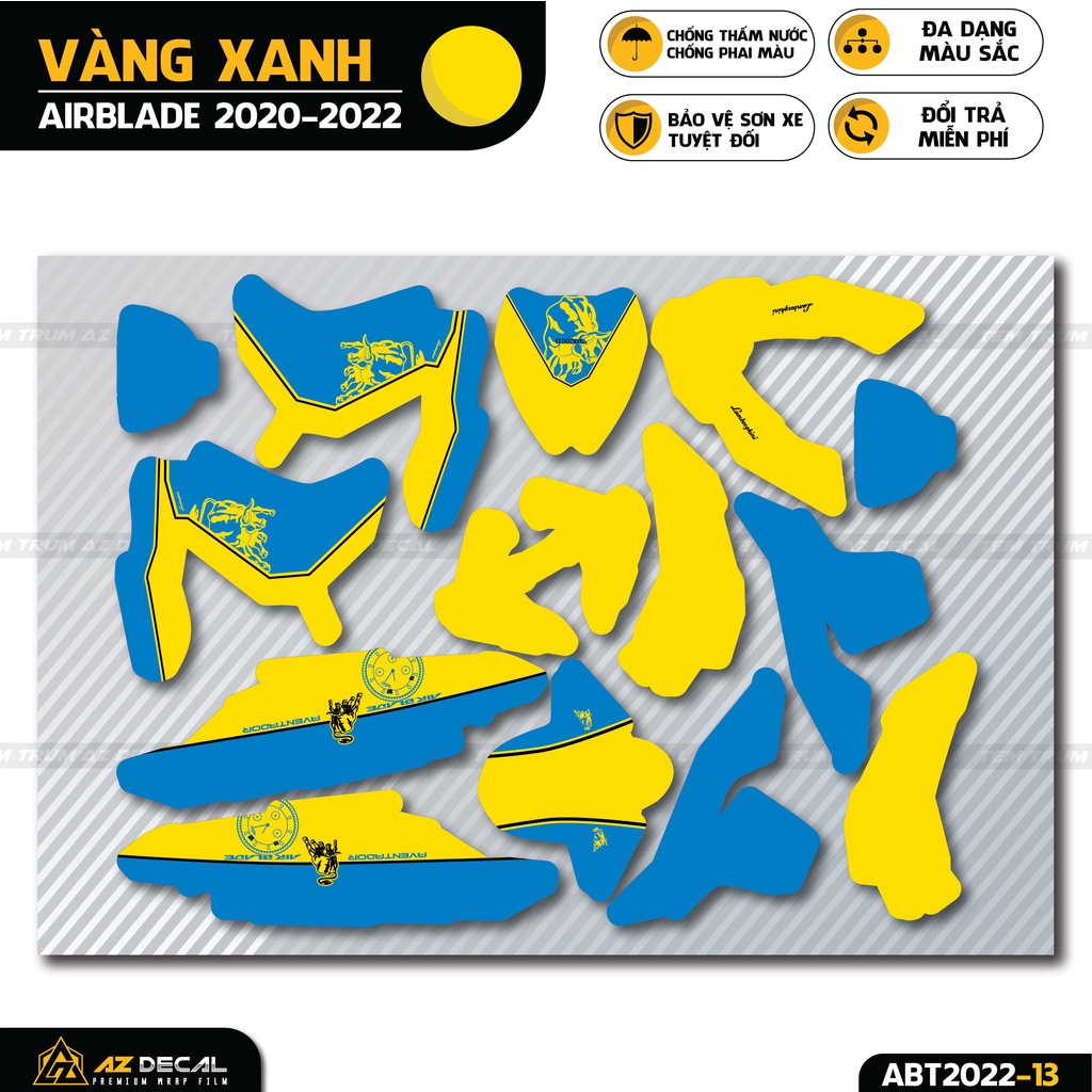 Tem Trùm Xe Air Blade Mẫu Lamborghini Đẹp | ABT2022-13 | Decal Xe AB AirBlade Cao Cấp, Bảo Vệ Sơn Xe