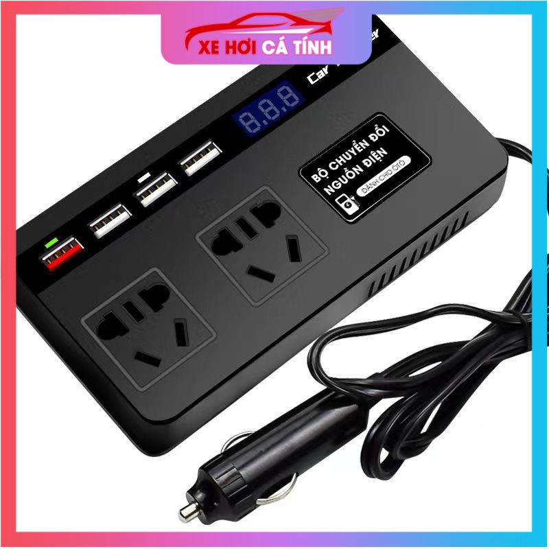 Máy biến tần Adapter chuyển đổi điện tẩu sạc 12v sang 220v cho laptop, Bộ Chuyển Đổi Nguồn Điện 12v/24v Sang 220v