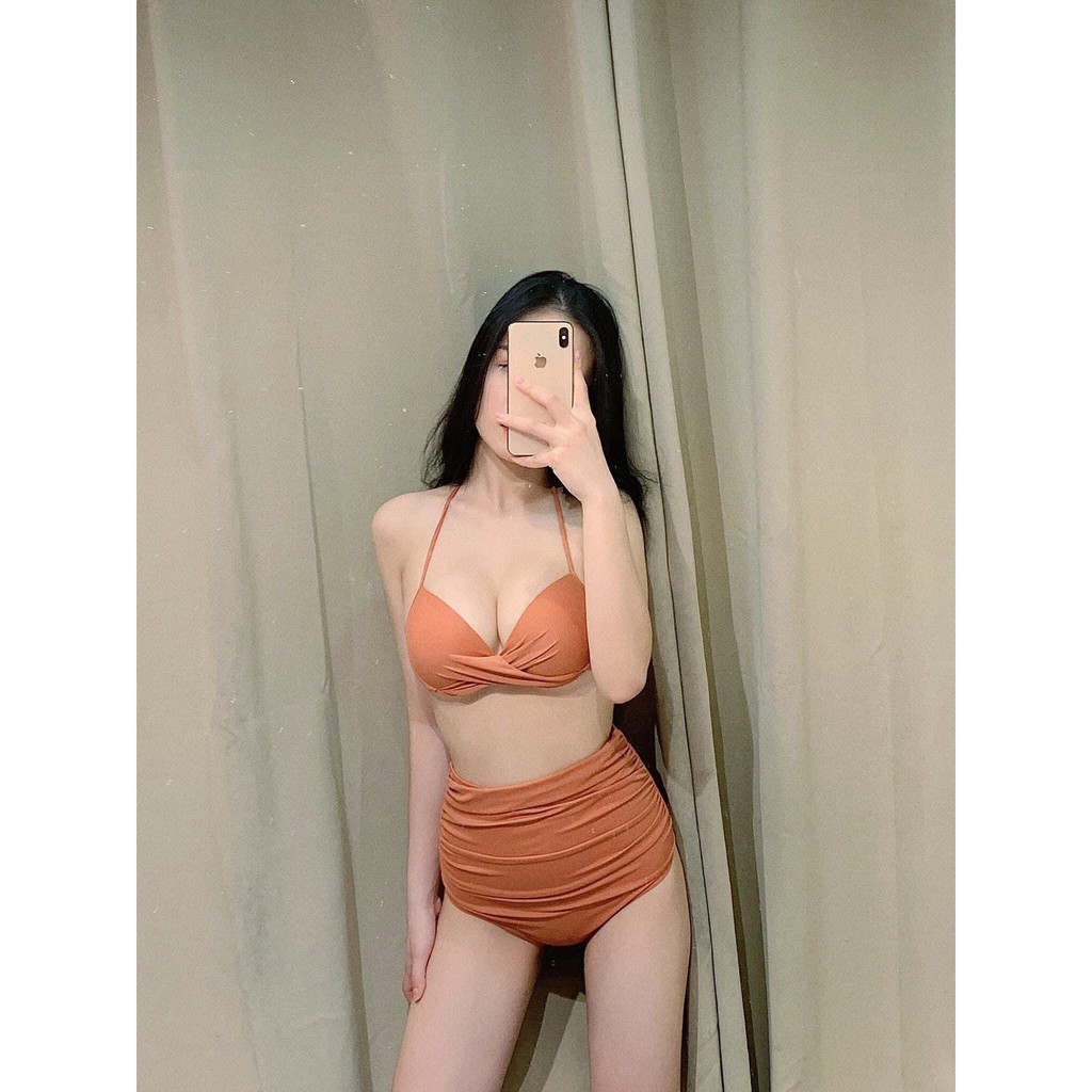 Bikini hai mảnh lưng cao áo cúp ngực nhiều mà dễ thương