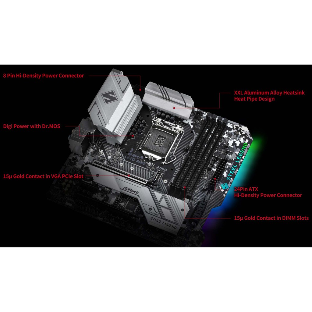 Main Asrock B460M STEEL LEGEND , 4 Khe Ram, ITX, Syn Led, NVME - Bảo hành 36Th | BigBuy360 - bigbuy360.vn