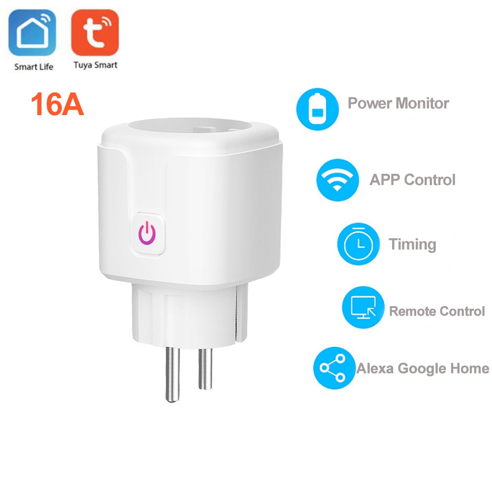 Ổ Cắm Wifi Thông Minh Điều Khiển Từ Xa 16A Tuya (Smart life) có đo điện năng tiêu thụ