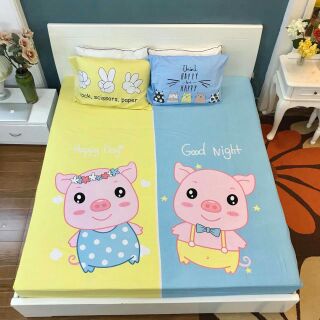 Bộ ga gối cotton 3d mềm mịn thoáng mát
