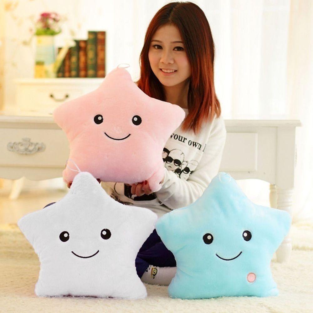 Gối Ôm Mềm Mại Hình Ngôi Sao Phát Sáng Trong Đêm Giáng Sinh Dành Cho Trẻ Em