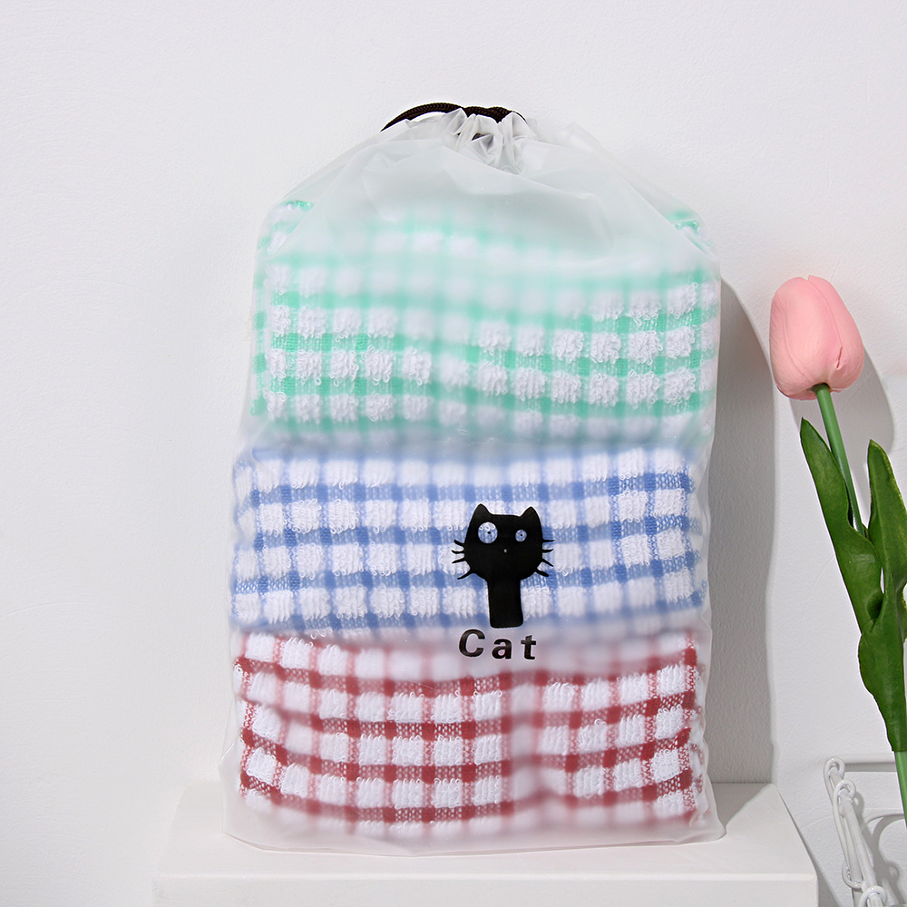 ONLY 10Pcs Cute Travel Makeup Case Cat Print Make Up Bath Organizer Transparent Cosmetic Bag Women Beaut Kit Toiletry Wash Storage Pouch Drawstring