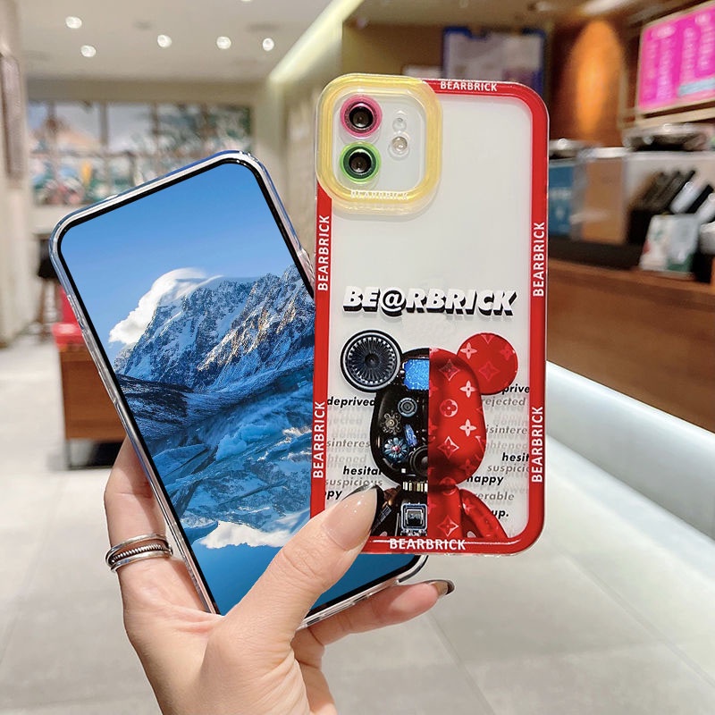 Ốp Điện Thoại Silicon Mềm Viền Màu Hình Gấu Cho Iphone