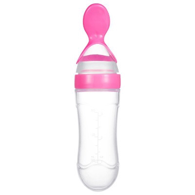 Bình đựng thức ăn kèm muỗng bằng silicone an toàn cho bé