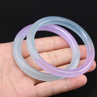Vòng tay ngọc tự nhiên Ánh sáng xanh nhạt Vòng tay thanh tròn màu tím Vòng tay đá Ngọc