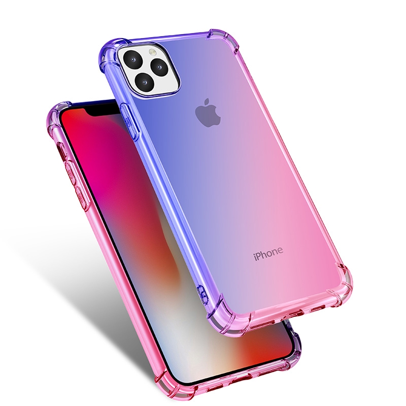 Iphone 11 Pro Max  7 8 Plus 12 Mini Gradient Double Color Rainbow  Corner Protecting Mobile Phone Cover Case Shell