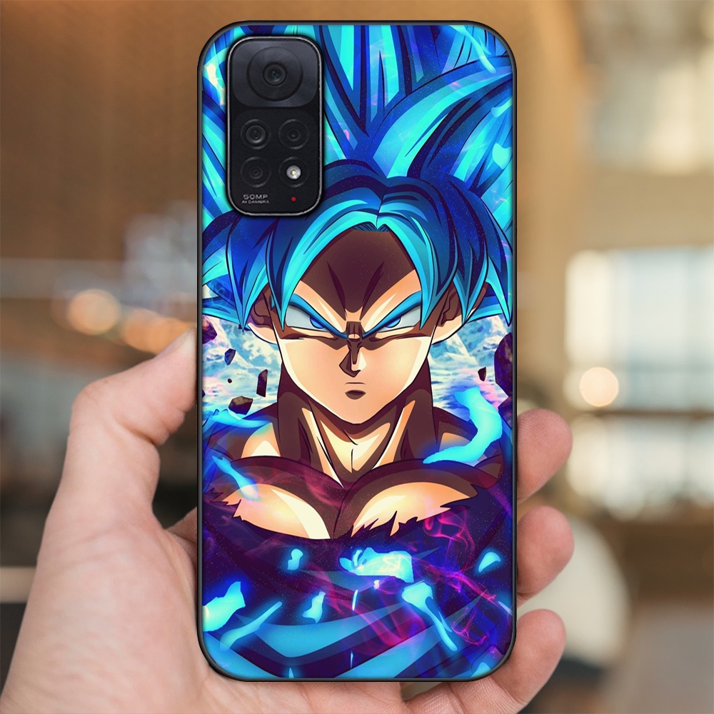 Ốp lưng Xiaomi Redmi Note 11, Note 11s viền đen in hình Goku Dragon Ball