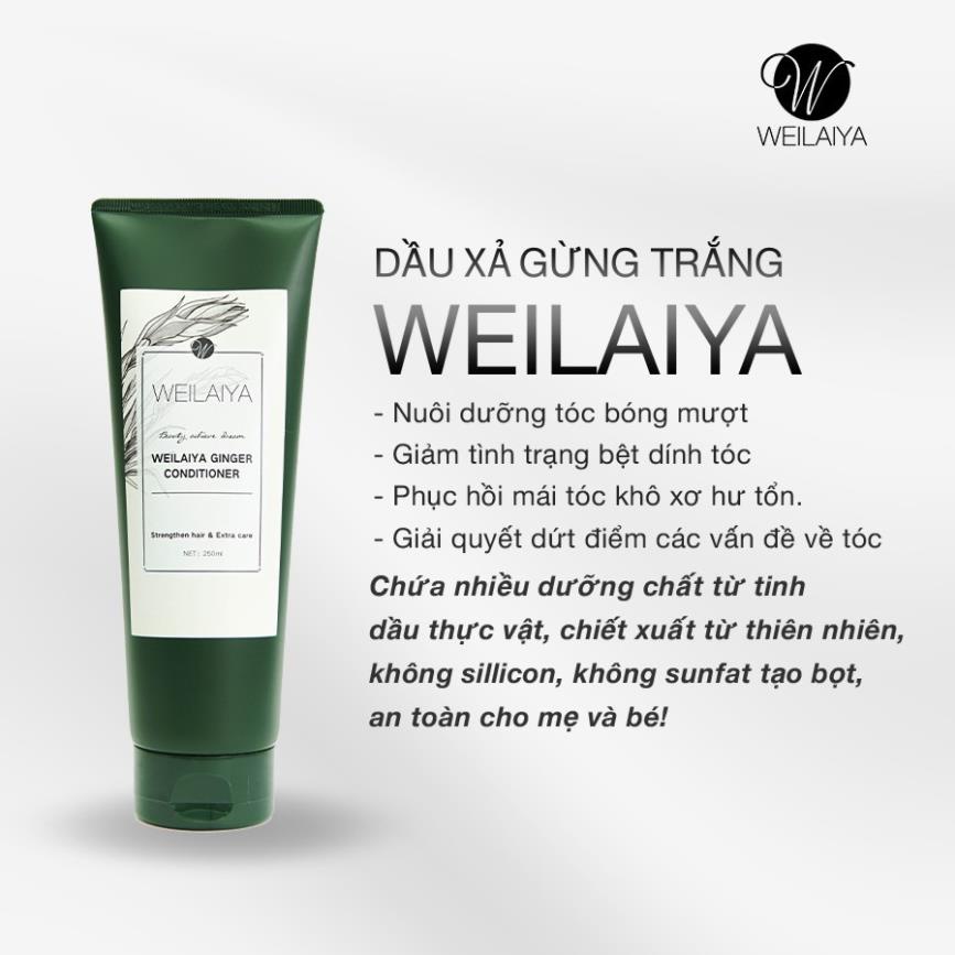 Dầu xả gừng Weilaiya chính hãng, dành cho tóc dầu bết, dưỡng tóc suôn mượt,kiềm dầu da đầu  250ml- Tem trắng