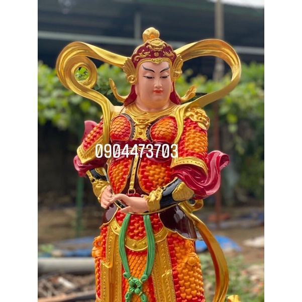 Tượng Ngài Hộ Pháp đứng cao 1m màu cam