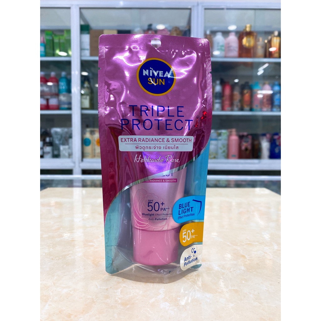 Kem Chống Nắng Dưỡng Da Sáng Mịn NIVEA SUN Triple Protect Extra Radiance &amp; Smooth SPF50+ PA+++ 40ml Chính Hãng Công Ty