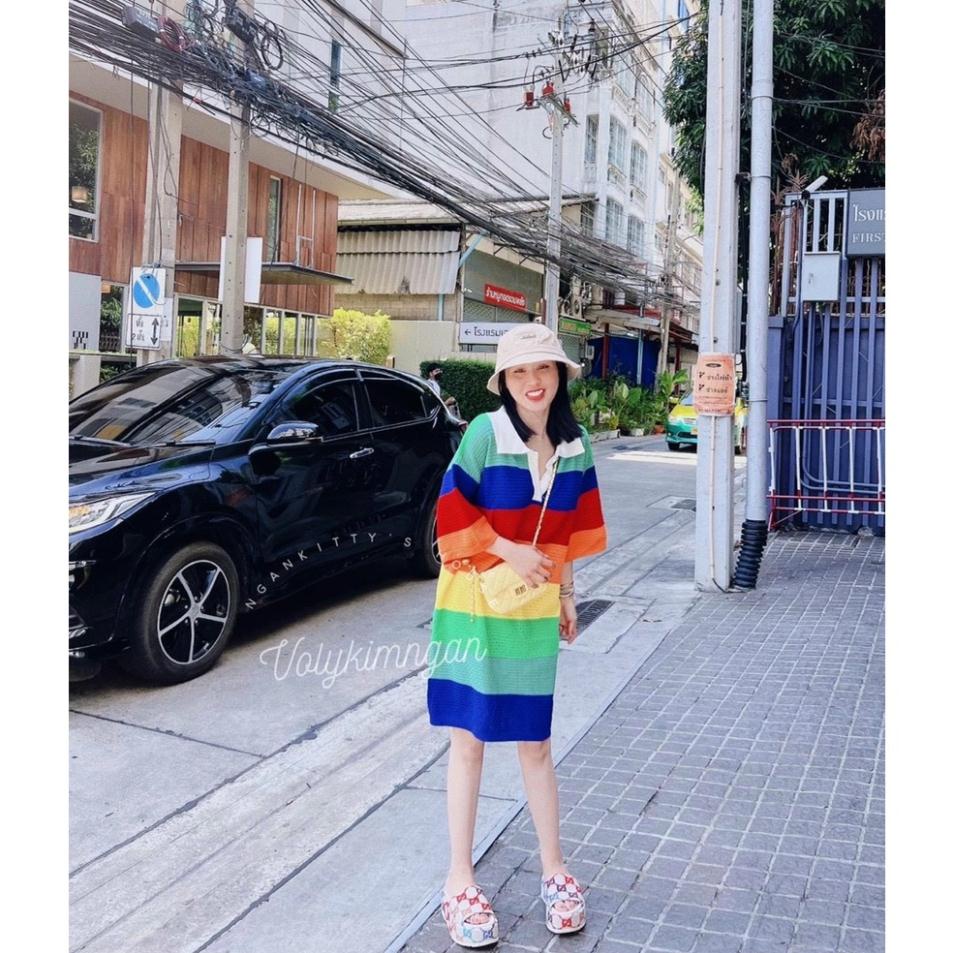 Đầm len kẻ ngang màu sắc siêu xinh