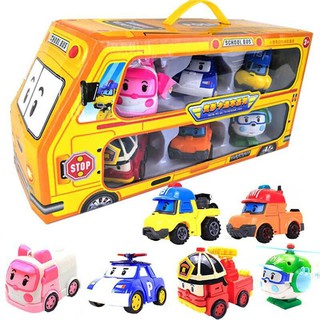 Đồ chơi trẻ em xe Bus Đội bay siêu đẳng Biến Hình Robocar Poli và những người bạn - Bộ 6 con