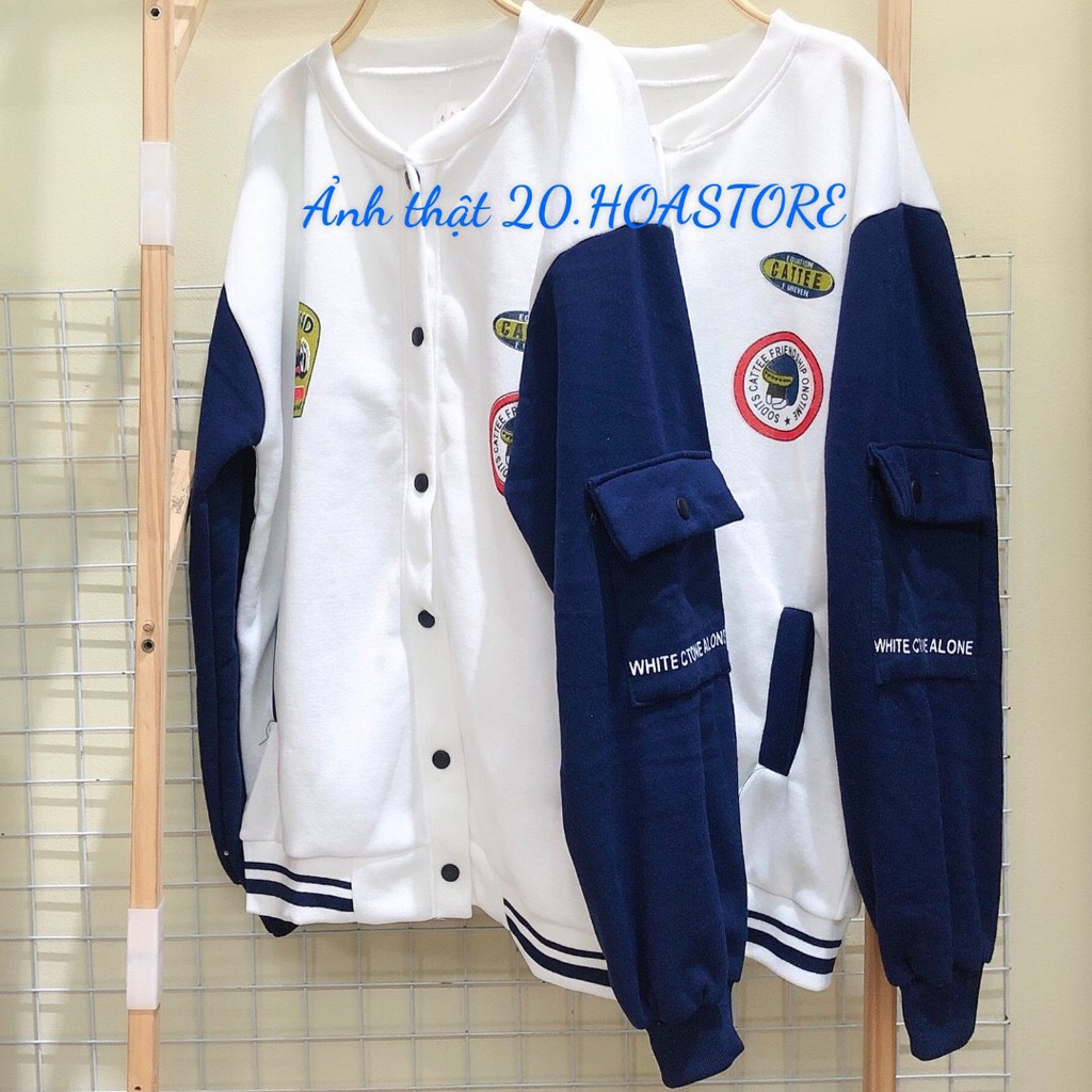 ÁO KHOÁC NỈ BOMBER TÚI HỘP TAY CATTEE Unisex CHẤT nỉ ngoại dày đẹp - ÁO BOMBER RAGLAN TRẮNG XANH | BigBuy360 - bigbuy360.vn