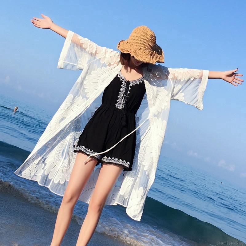 Áo khoác ren dài tay chống nắng khi đi biển | BigBuy360 - bigbuy360.vn