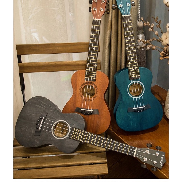 Đàn ukulele màu gỗ vintage Africa concert fanfast xanh đen nâu cực tốt tặng full phụ kiện FREESHIP