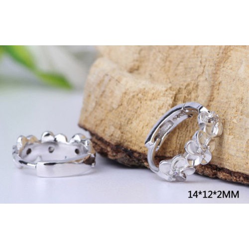 Khuyên Tai Hoa Chi Trà Nhỏ Mạ Bạc Đính Đá Pha Lê Thanh Lịch