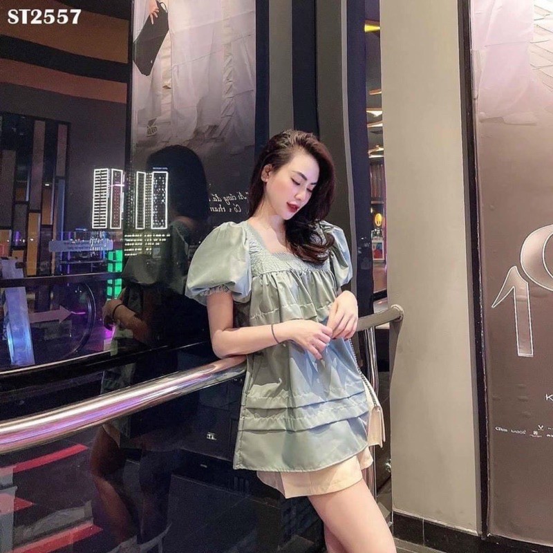 Set áo babydoll cổ vuông💥𝗛𝗔̀𝗡𝗚 𝗠𝗢̛́𝗜 𝗖𝗛𝗔̂́𝗧 Đ𝗘̣𝗣💥mix sooc | BigBuy360 - bigbuy360.vn