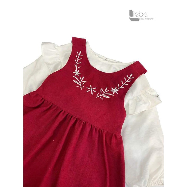 Set yếm đỏ áo trắng bé gái