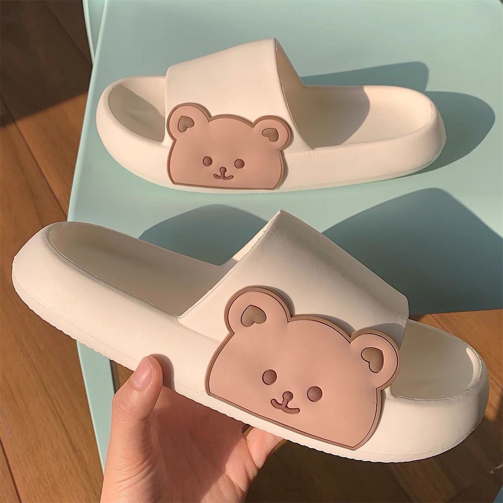 Dép Đi Biển Đế Dày Chống Trượt Họa Tiết Gấu Hoạt Hình Đáng Yêu Cho Nam Và Nữ