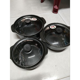 Nồi đất kho cá , thịt nắp kính dung tích 1l - 1.5l - 2l