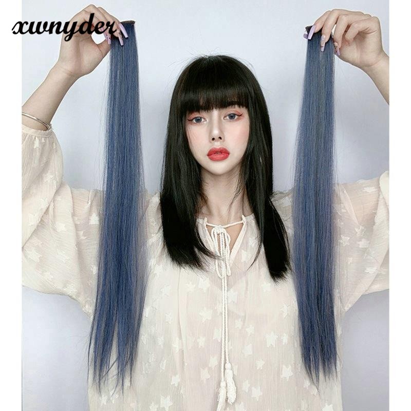 Bộ Tóc Giả Ngắn Thẳng Màu Sắc Vô Hình Có Móc Treo Cho Nữ