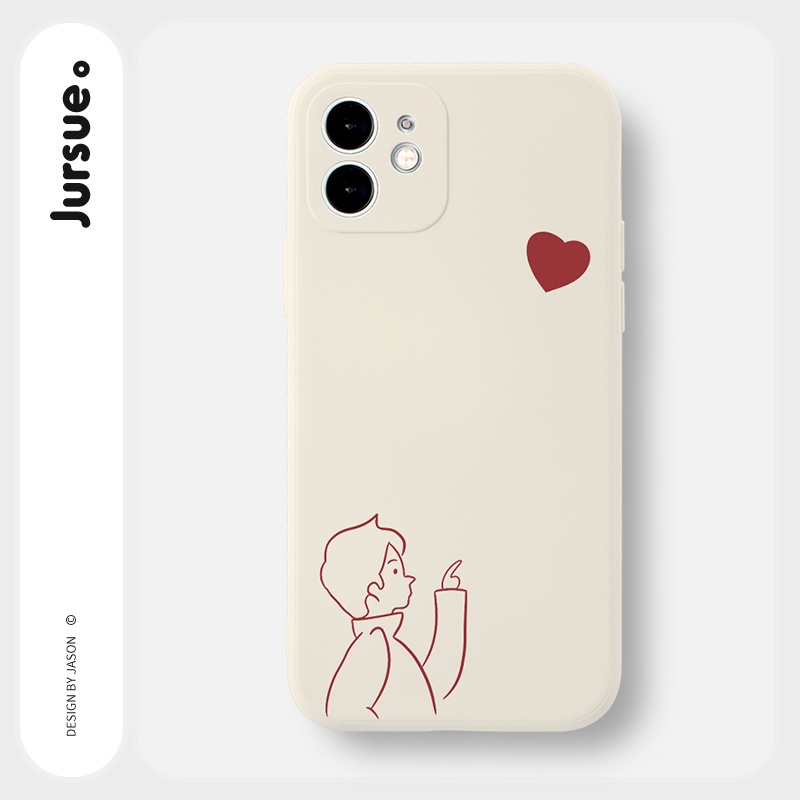 Ốp lưng JURSUE mềm hình cặp đôi dễ thương đẹp cho iPhone 13 12 11 Pro Max SE 2020 X XR XS ip 8 7 6 6S Plus kute Y359