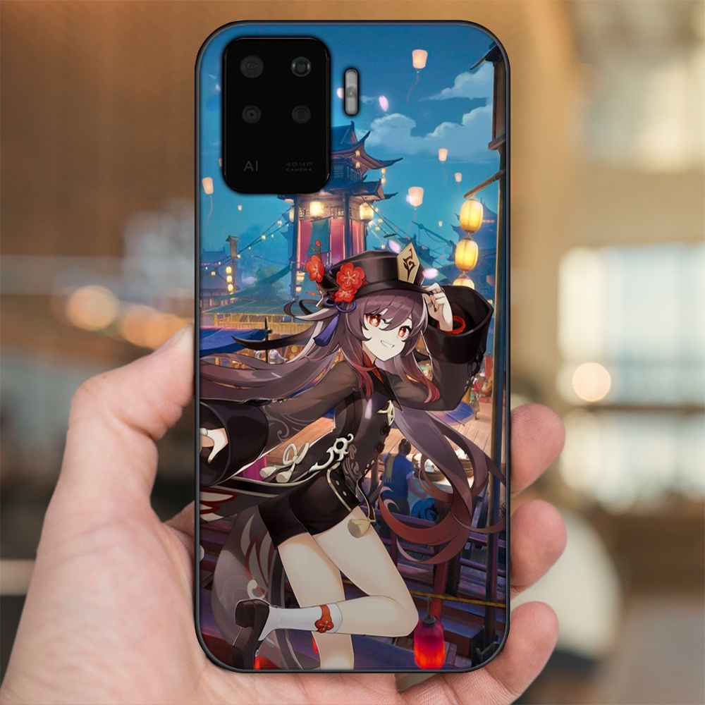 Ốp lưng Oppo A94 viền đen in hình Hutao Genshin Impact