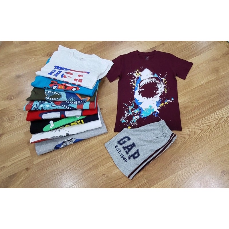 Bộ ngắn mặc nhà hình xe, khủng long, cá mập cho bé trai size đại 5-16T