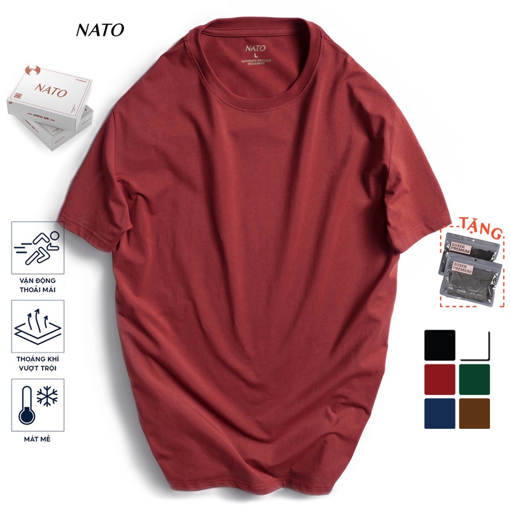 Áo Thun Cổ Tròn Nam COTTON Vải Cotton Cao Cấp Basic Đẹp Phông Tay Ngắn Màu Trắng Đen Đỏ Xanh Navy Trơn Họa Tiết NATO