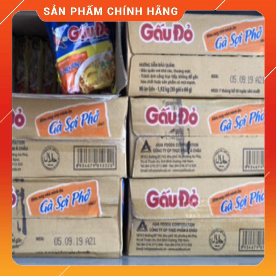 Thùng 30 gói Mì Gấu Đỏ gà sợi phở 65g