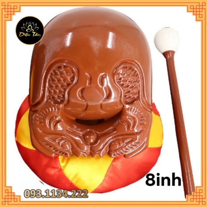 Mõ tụng kinh niệm phật gồm Mõ+dùi+đệm hàng đẹp ĐÀI LOAN gỗ cao cấp size 8inh
